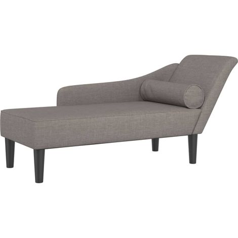 Méridienne chaise longue pour intérieur avec coussins en tissu taupe DEC026101