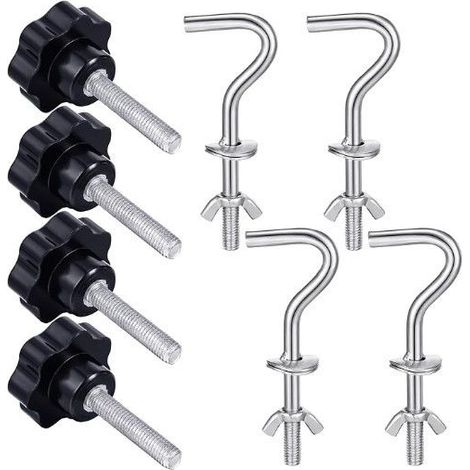 8-teiliges Hängematten-Befestigungsset, robuster Aufhängehaken, Ersatzfaden, Schaukelgriff, Sonnenschirmständer (silber)