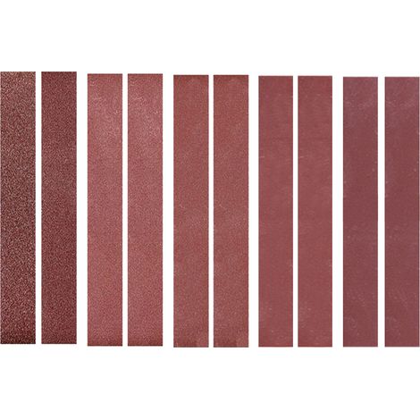 Bandas abrasivas de 30 x 340 mm (1,18 x 13,38 pulgadas), paquete de 10 (granos 60/60/80/120/240/320/400/600/800/1000, una de cada tipo) para mini lijadora de banda doméstica.