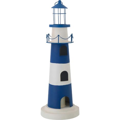 Phare Déco Lumineux "Mer" 84cm Bleu & Blanc (1/2)
