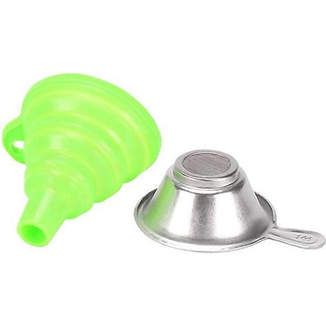 2-in-1 Harztransfer-Trichter-Set: Zusammenklappbarer Silikontrichter und Metalltrichter für DLP-, SLA- und UV-3D-Drucker (grün) (1/4)