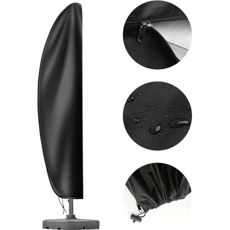 Couverture pour Parasol, 285cm Jardin Parasol Couverture/Housse de Protection pour Parasol Oxford Étanche, Noir C (1/4)