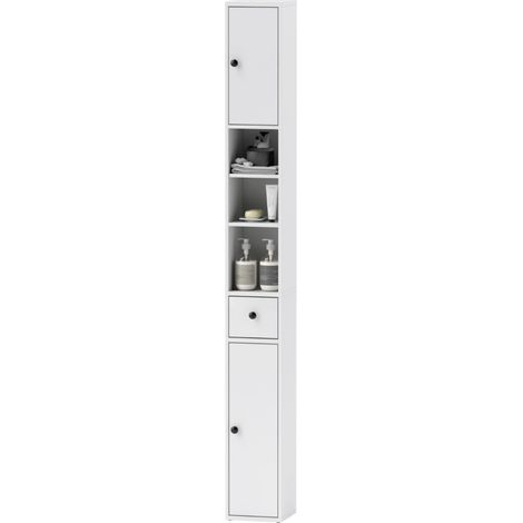 Armoire murale de salle de bain étroite et haute-avec tiroir et 3 niches-Étagère réglable-Pour petits espaces-20x20x178(cm) (1/5)