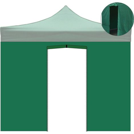 Telo laterale 3x2m verde impermeabile con porta avvolgibile per gazebo richiudibile 3x3mt