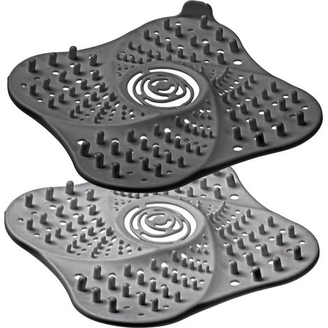 2 Filtre de vidange, Plastique TPE, Anthracite, 162x162x15 mm, Pour évier et douche (1/5)