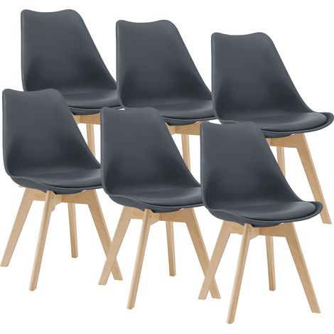 Esszimmerstuhl Fläten 6er Set Kunstleder Grau [en.casa]