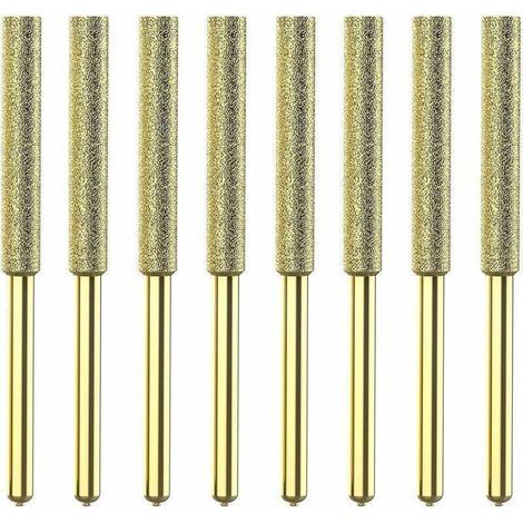 8Pcs Meches De Tronconneuse Affuteuse Diamantee Plaquee Titane Lime De Tronconneuse Electrique Haute Durete - 4Mm (1/4)