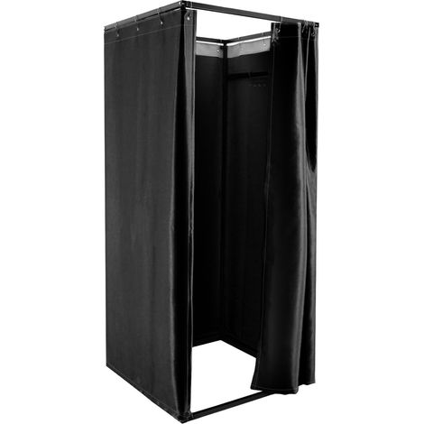 Cabine D'essayage Demontable, Vestiaire Portable avec Rideau, Temporaire Cabine D'essayage Mobile pour Magasin Vêtements Chambre Bureau Plage, (Noir, 85x85x200cm) (1/5)