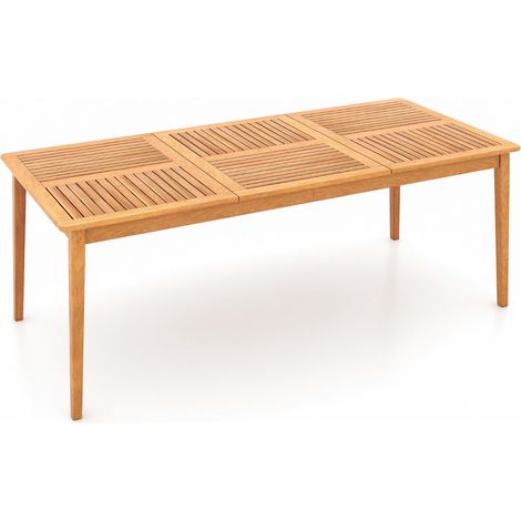 Tavolo da giardino rettangolare per 8 persone 200 x 90 x 75,5 cm con foro per ombrellone finitura in legno di acacia naturale 200013993