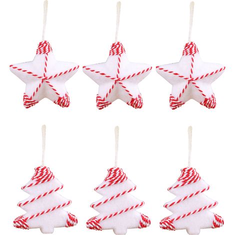 (Weihnachtsbaummotiv + fünfzackiger Stern) Dekorative fünfzackige Stern-Weihnachtskugel, Weihnachtsdekoration aus Hanfseil und Moos, Set mit kleinen Weihnachtsbaumdekorationen (1/2)