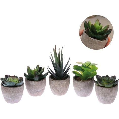 5pcs rétro plantes artificielles vertes de simulation Creative faux en pot Bonsai Décor (1/4)