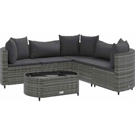Maison Exclusive - 6-tlg. Garten-Sofagarnitur mit Kissen Grau Pol (1/5)