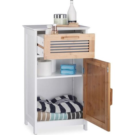 Narrow Bathroom Cabinet with Drawer (1/5)