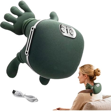 Masseur chauffant bionique, Masque Massant Nuque Épaules avec Chauffage, Massage Shiatsu 4D 3 Vitesses, 2 Niveaux de Chaleur (40°C/45°C), Portable et Rechargeable USB, pour soulager la douleur (1/5)
