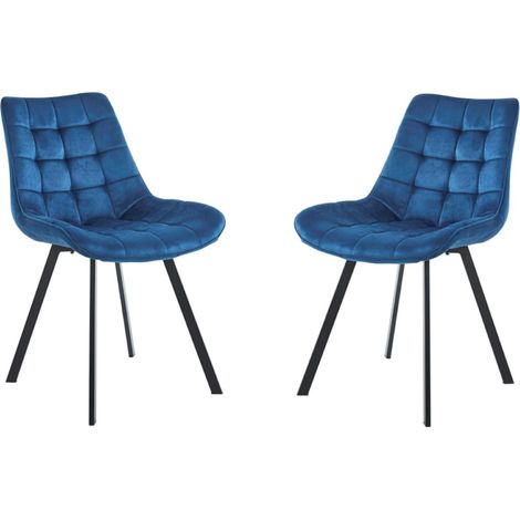 Sedia da pranzo in velluto Blu e gambe metallo nero - Roma 2 sedie (1/5)