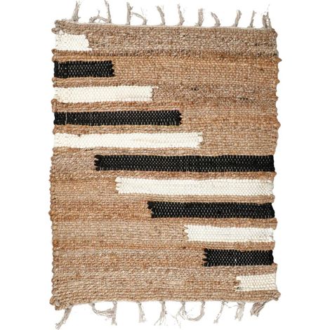 Tapis 160 x 230 cm tressé en jute avec motifs noir et blanc – DUNE (1/5)