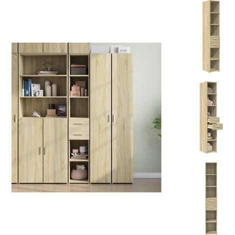 Highboard Sonoma-Eiche 30x42,5x185 cm Holzwerkstoff - Sideboard - Hochschrank - Wohnzimmermöbel - Eiche Dekor - Holzwerkstoff (1/5)