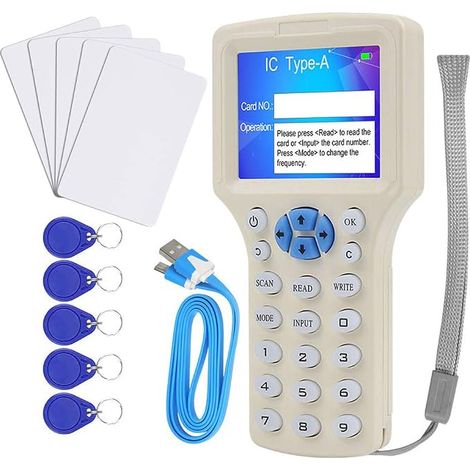 Programmatore/copiatore di carte d'identità CIFY IC HID, lettore NFC, scrittore/lettore/duplicatore di accessi RFID, 10 frequenze 125 kHz 13,56 MHz, con interfaccia USB, 10 carte chiave T5577/UID grat (1/5)