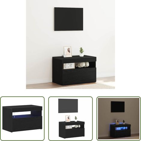 Rangement nuit -  Cabinet de chevet Chêne noir 60 x 35 x 40 cm Bois d'ingénierie (1/5)