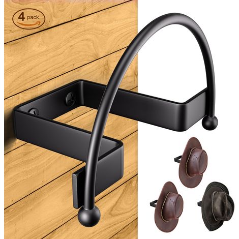 Schwarze Metall-Wandhaken für Cowboyhüte (4er-Set) – Hutaufhängung zum Überhängen an der Wand (1/5)