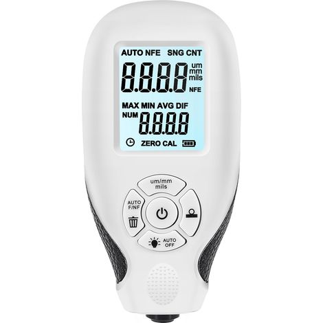 Medidor de espesor digital LCD para películas automotrices, probador de recubrimientos de pintura de 0-2000 µm con tres modos de sonda y compensación. (1/2)