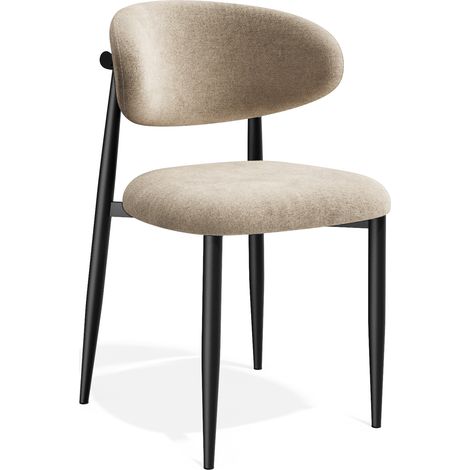 Lot de 2 chaises en tissu tramé toucher doux taupe LINA (1/5)