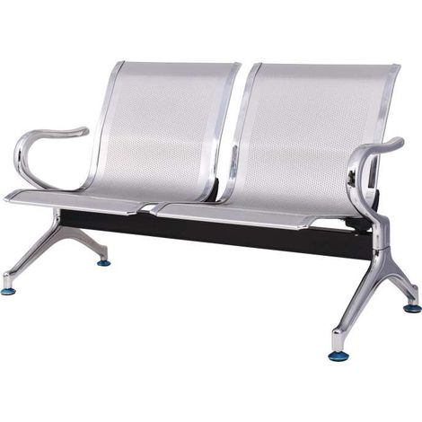 Panca Per Sale D'Attesa 2 Posti In Acciaio Microforato Serena Group Grigio - SJ820G-2 (1/2)