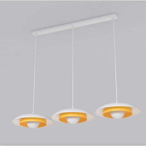 Lampada a sospensione Skin in acciaio bianco con dettagli arancioni
