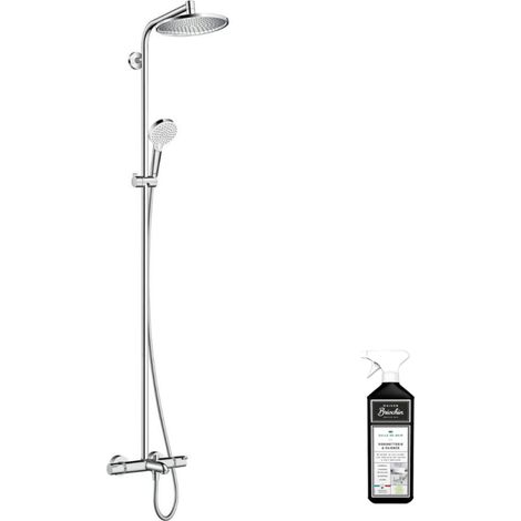 Hansgrohe – Colonne de douche thermostatique 240mm – 2 jets Rain et IntenseRain – Finition chromée – Technologie QuickClean – Limiteur d'eau réglable