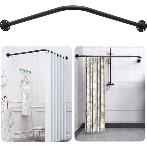 Tringle à Rideau de Douche, Angle Barre De Douche Inox, 60-138 cm Réglable Barre Rideau Douche pour Salle de Bain Baignoire,Magasin de Vêtements, Espace Privé (1/5)