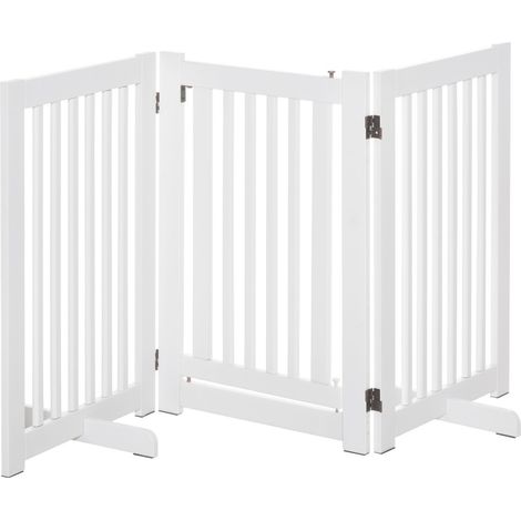 Barrière de sécurité autoportante réglable et pliable en bois blanc 155 x 1,8 x 76 cm - Pour bébés et enfants (1/5)