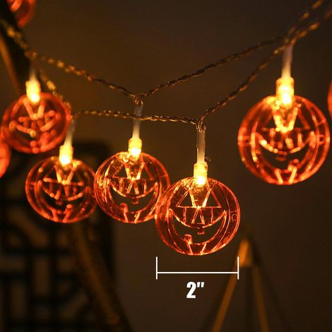 3 Meter lange LED-Lichterkette für Halloween, wasserdicht, mit grimmigem Kürbismotiv, dekorative Lichter für Gärten, Rasenflächen und Veranden (1/5)