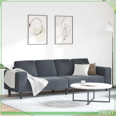 Canapé 4 places - FAF7291712451591 - Velours - Gris foncé - Contemporain (1/5)