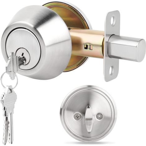 Pêne dormant à cylindre unique pour porte extérieure avec clé, serrure à pêne dormant pour portes intérieures, serrure de porte (1/5)
