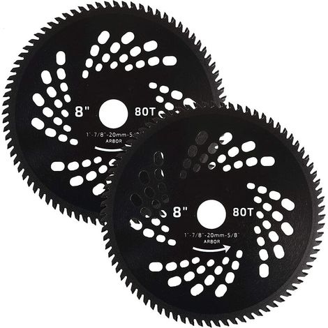 200mm-80T, 2 Piece Set, 25.4mm Arbor, With 22.23-20-15.88mm Washer Adapter, Brush Cutter Blade (1/5)