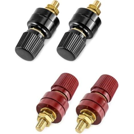 Borne de Liaison, 4Pcs M6 Filet Junction Post Connecteur, Type Bornier De Pilier En Laiton, Rouge & Noir