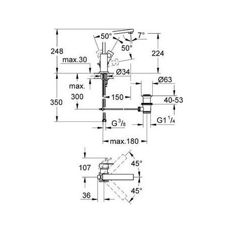 GROHE Mélangeur monocommande Lavabo Eurocube L Chrome (1/5)