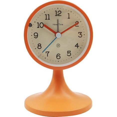 pair Métal Reveil Vintage Silencieux, avec Support Amovible,Réveil Matin Analogique, Ancien Horloge de Chevet sans Tic-tac pour Bureau Chambre Table（orange）