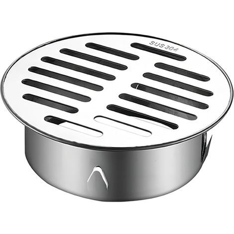 Drain de Plancher, Siphon de Sol Anti-Blocage de Balcon en Acier Inoxydable, Siphon de Sol pour Douche, Rond Anti-Blocage (110 Bouche Plate) (1/5)