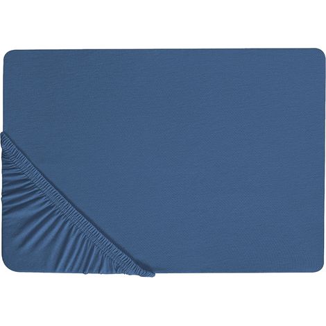 Lenzuolo con angoli cotone blu marino 180 x 200 cm coprimaterasso elasticizzato Janbu