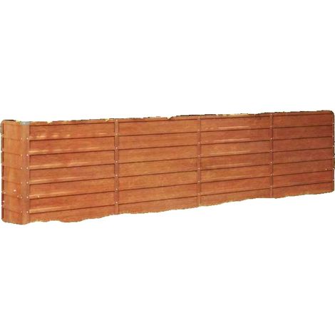Macetero de jardín, acero Corten, 320 cm de largo, 40 cm de ancho, 77 cm de alto, resistente a la intemperie. (1/5)
