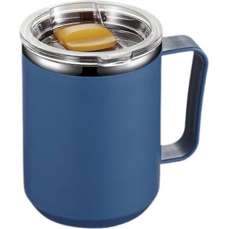 Mug isotherme portable et étanche, réutilisable, avec couvercle et poignée, idéal pour les voyages, les fêtes, le camping, la plage et le bureau.-Blue