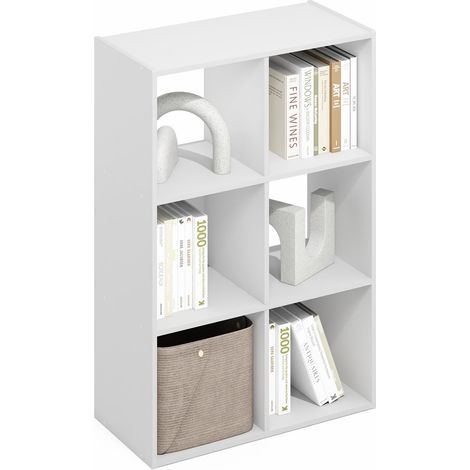 Étagère À Livres, Bibliothèque 3x2, Meuble De Rangement À Cubes, 11.6 x 24.2 x 35.9, pour Salon, Chambre, Bureau À Domicile, Blanc Uni (1/5)
