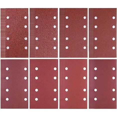 80 feuilles de papier abrasif 93 x 185 mm 8 trous de papier abrasif 40/60/80/120/180/240/320/400 pour ponceuse Bosch