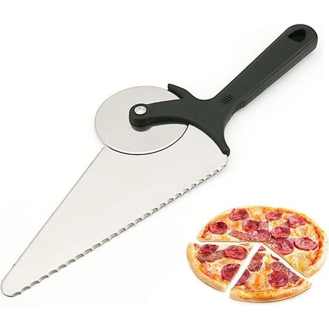 Pizzaschneider aus Edelstahl, 2-in-1-Pizzamesser, Pizzaroller, multifunktionaler Pizzaschneider mit Pizzaschaufel (1/5)