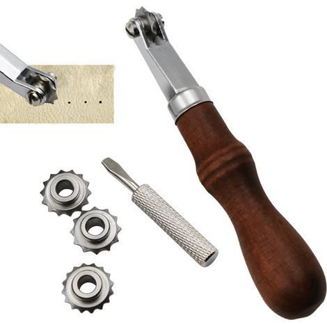 Manual Tracing Wheel and Crimping Wheel, Leather Spacing Tool, Leather Wheel, Stitch Spacing, Paper Craft Tool Set for DIY Projects (1/5)
