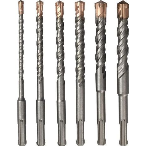 Foret Beton,Foret SDS -160mm-6 PCS-4 pointes en carbure, Accessoire Marteau Burineur-pour Percer Dans le Béton, Maçonnerie (1/5)
