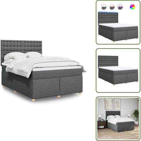 Sommier à lattes de lit avec matelas Gris foncé 160x200cm Tissu - Sommier À Lattes De Lit - Sommiers À Lattes De Lit - Lit - Meuble De Chambre À Coucher (1/5)