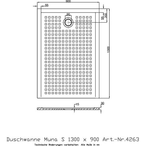 Receveur de douche Hoesch MUNA S avec antidérapant 1300x900x30mm blanc