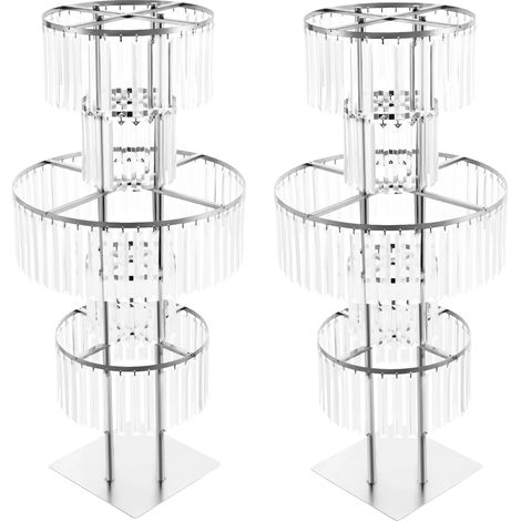 Soporte para flores, diseño de 5 niveles, estilo moderno, 2 piezas, color plata. (1/2)